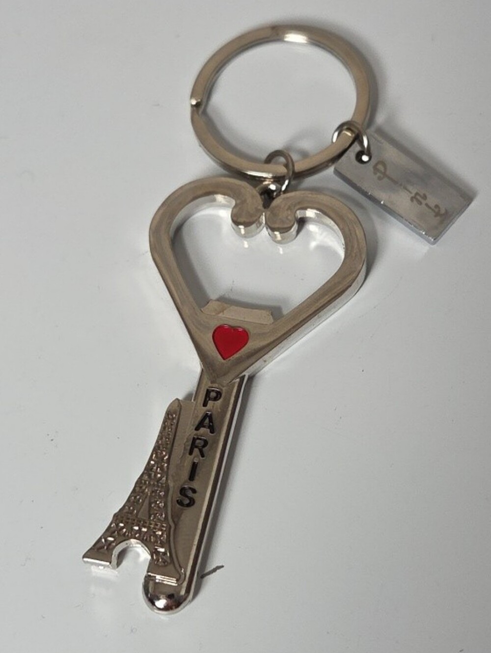 Paris Eiffel Tower Heart  Keychain Bottle Opener Keyring Souvenir Pink